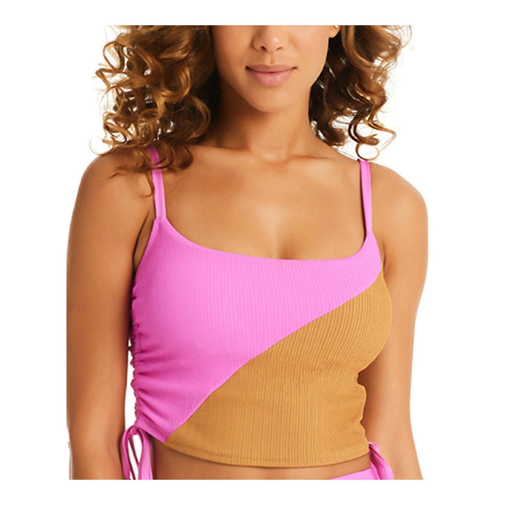 Sanctuary Womens Balancing  Side Cropped Tankini, Size XL